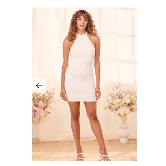 LULUS White Halter Neck Bodycon Mini Cocktail Dress XS NWT Bridal - Picture 3 of 5